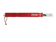 Sven-Saw folded front view showing red handle and compact portability benefit