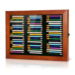 swakuszy front view of display case showing 63 pencils and clean presentation