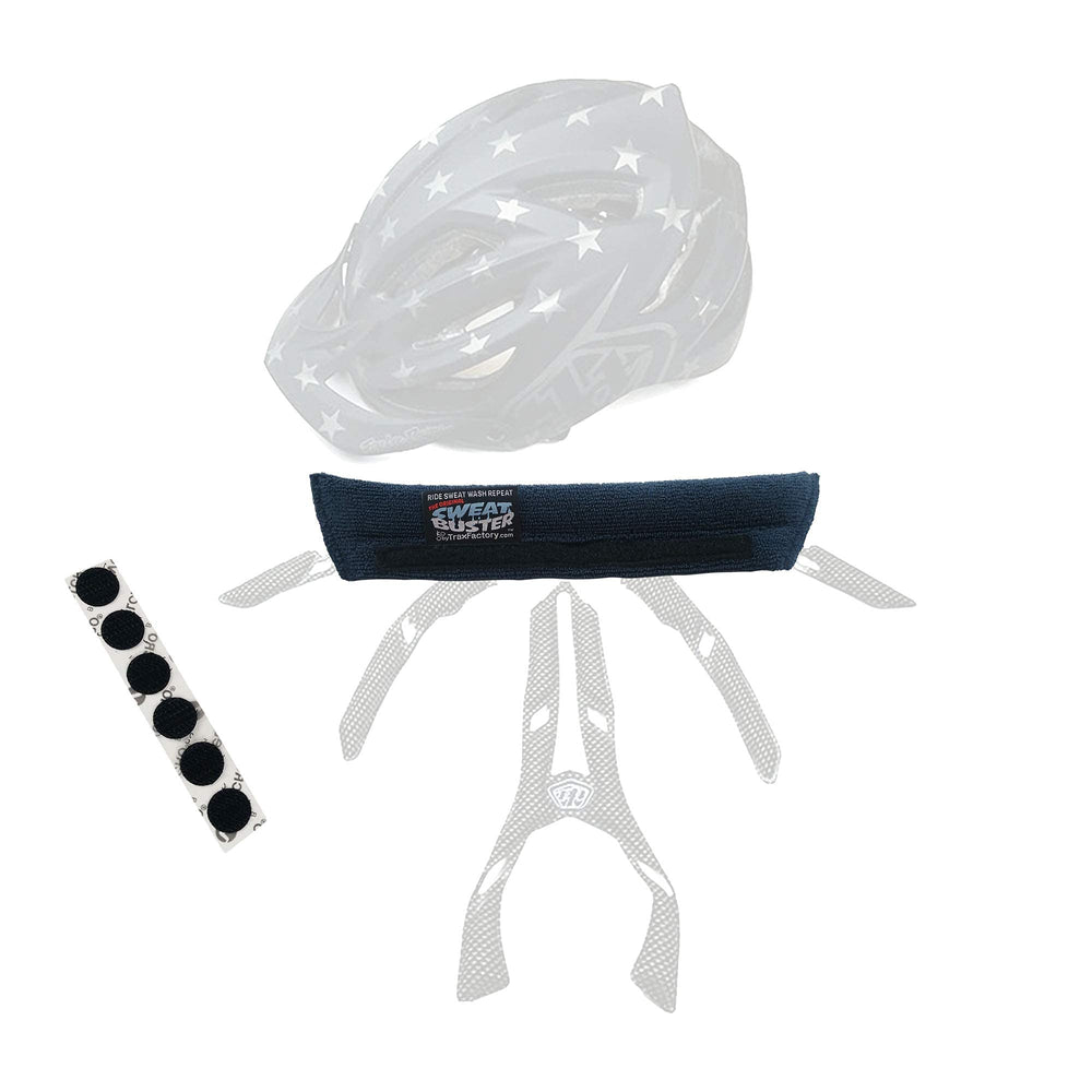 Sweat Buster installed in helmet profile keeping sweat from eyes