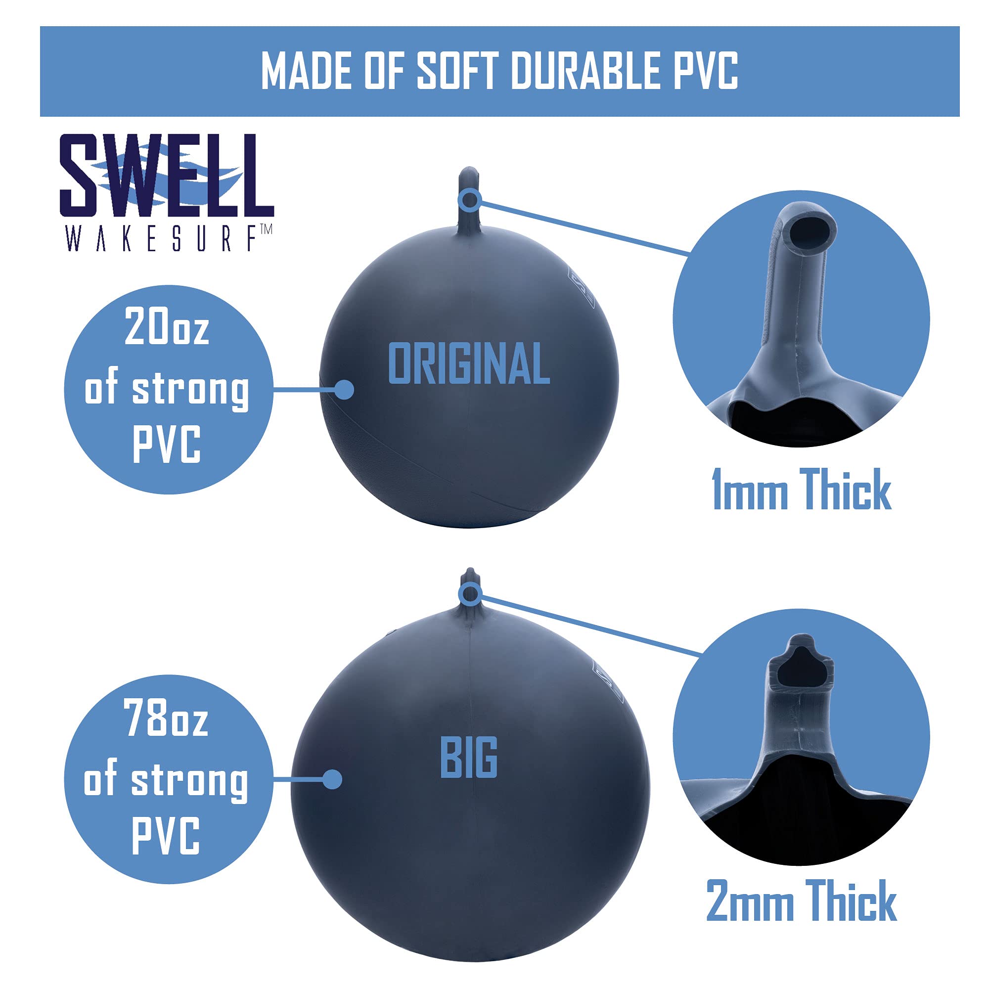 SWELL Wakesurf valve and label detail for easy inflation and long-term reliability