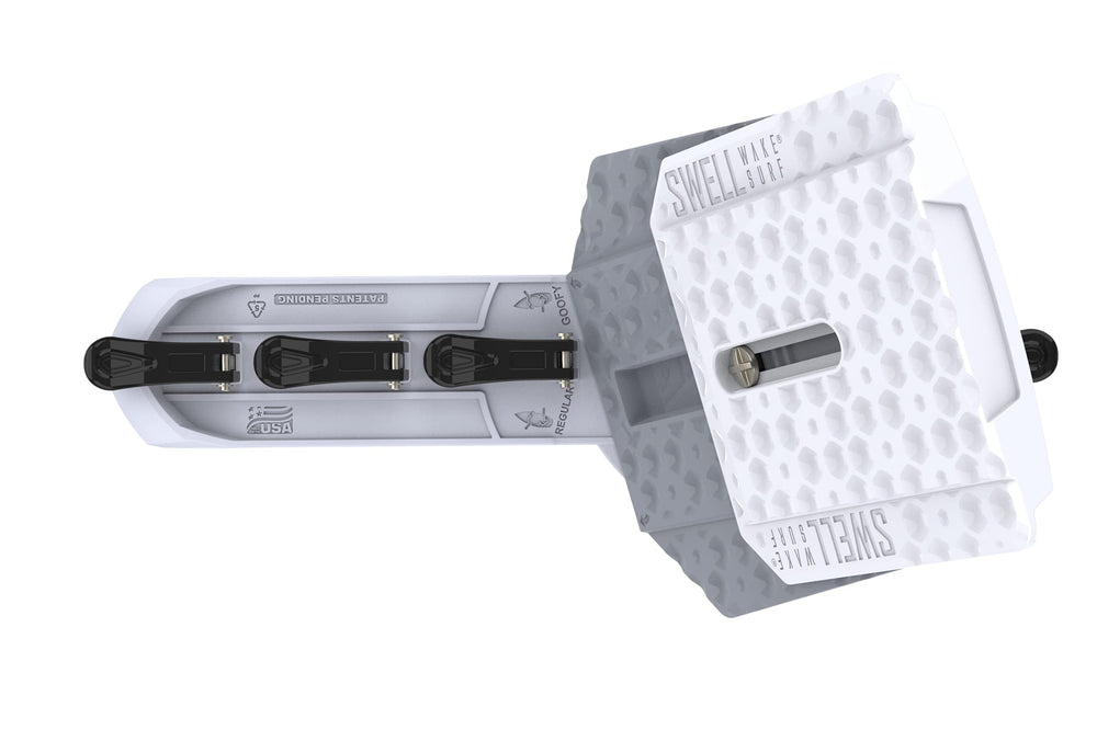 SWELL Wakesurf Creator packaging and hardware layout showing included mounting components