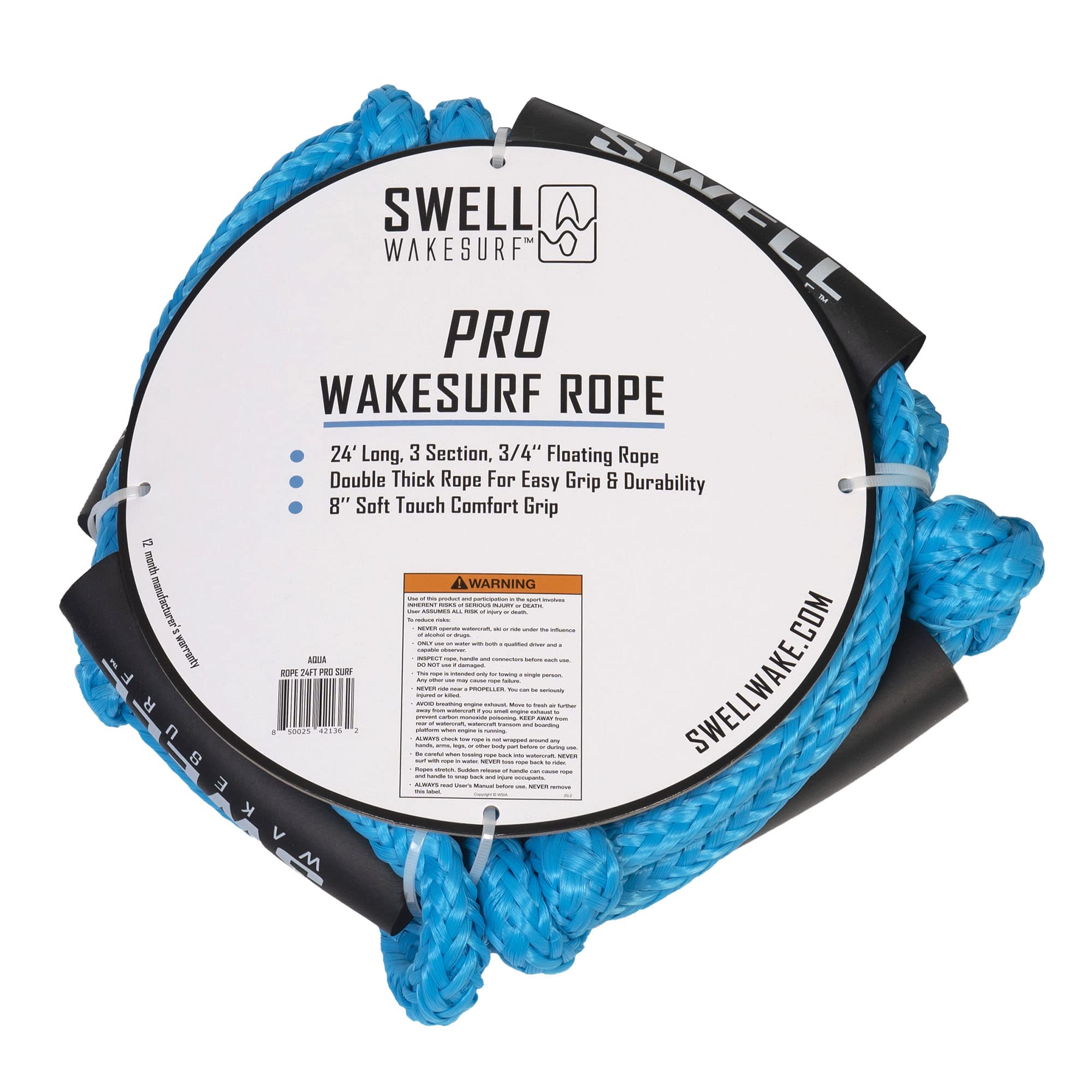 SWELL Wakesurf full 24-foot rope laid out demonstrating adjustable length benefit