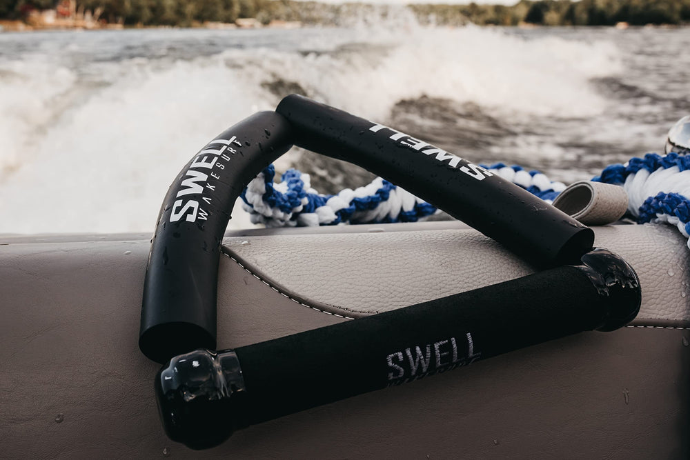 SWELL Wakesurf storage bag and rope showing compact transport benefit