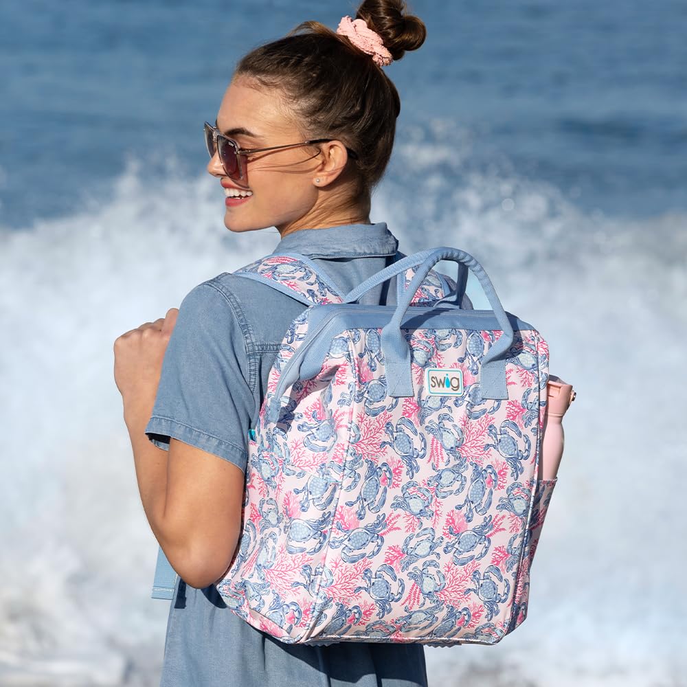 Swig Life Packi on a beach towel in use showing convenience for outings benefit