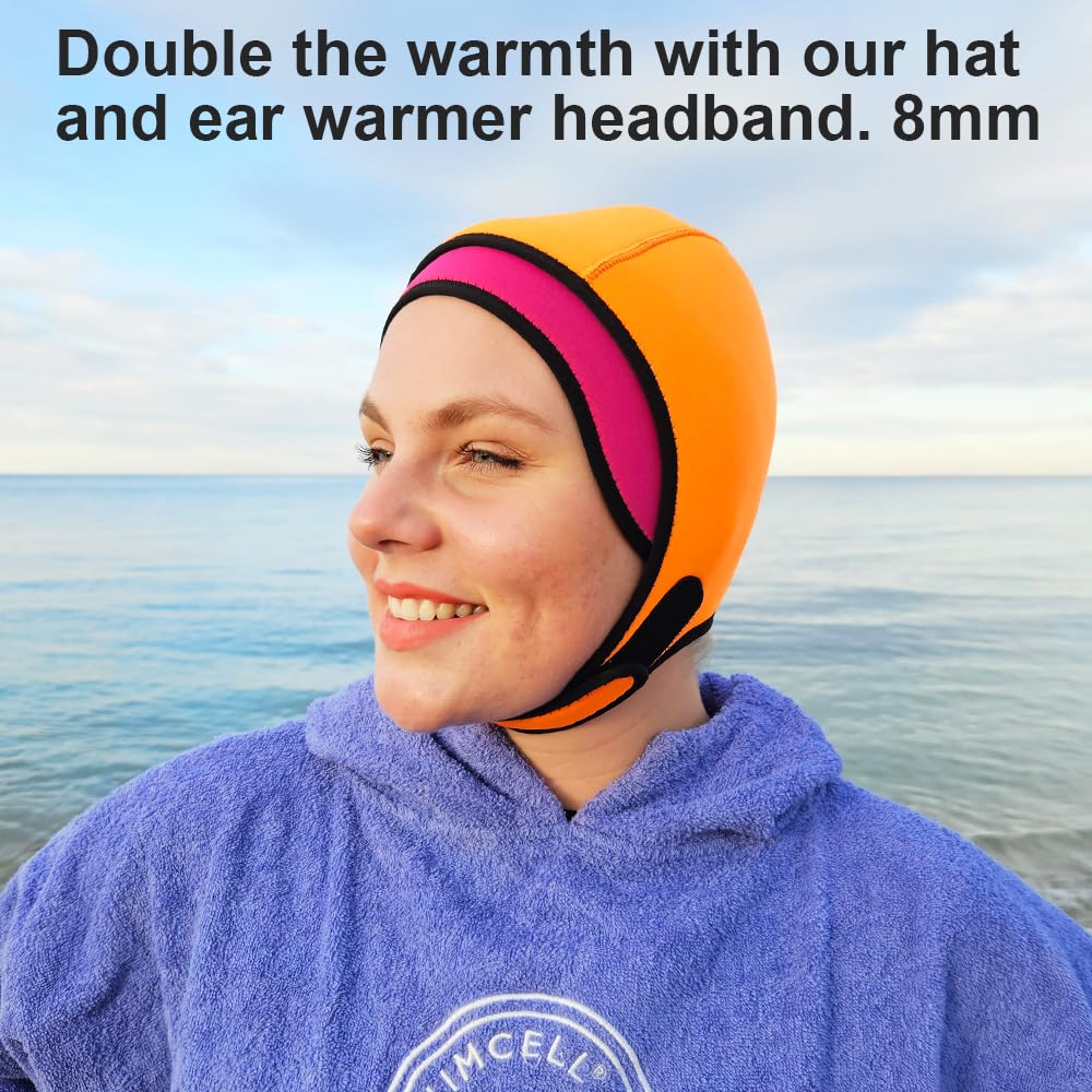 SwimCell cap on model showing size fit for 55-59cm heads