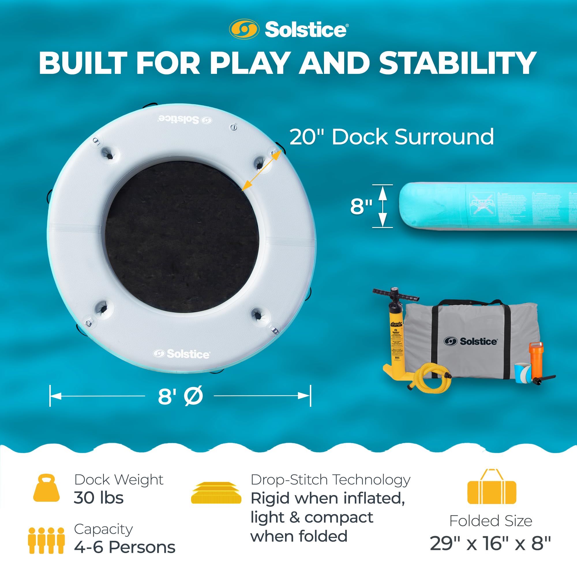 Swimline Solstice top view highlighting cupholders and non‑slip surface for secure drinks