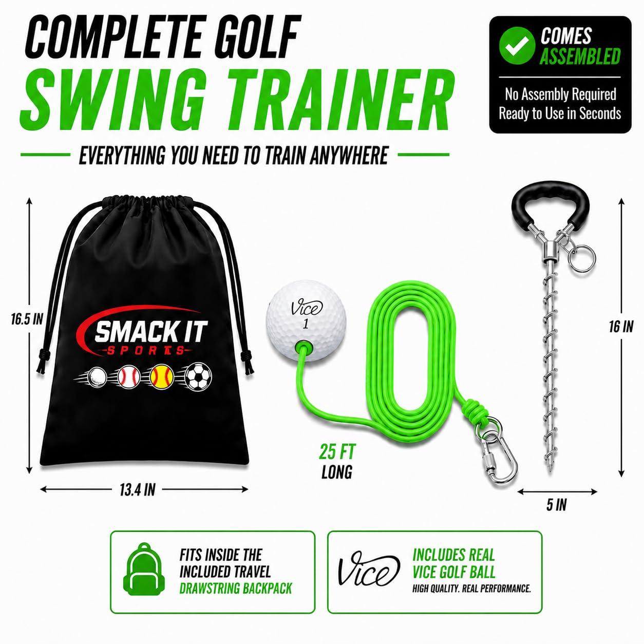 SWING AWAY! microfiber carrying case and components laid out for compact transport
