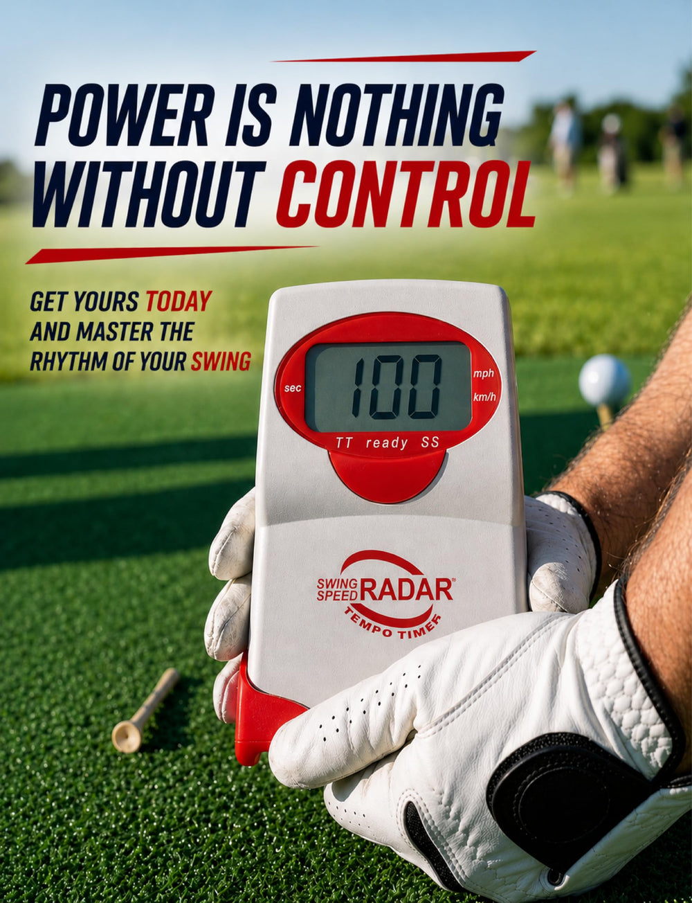 swing speed radar in use with a golfer practicing tempo and gaining distance