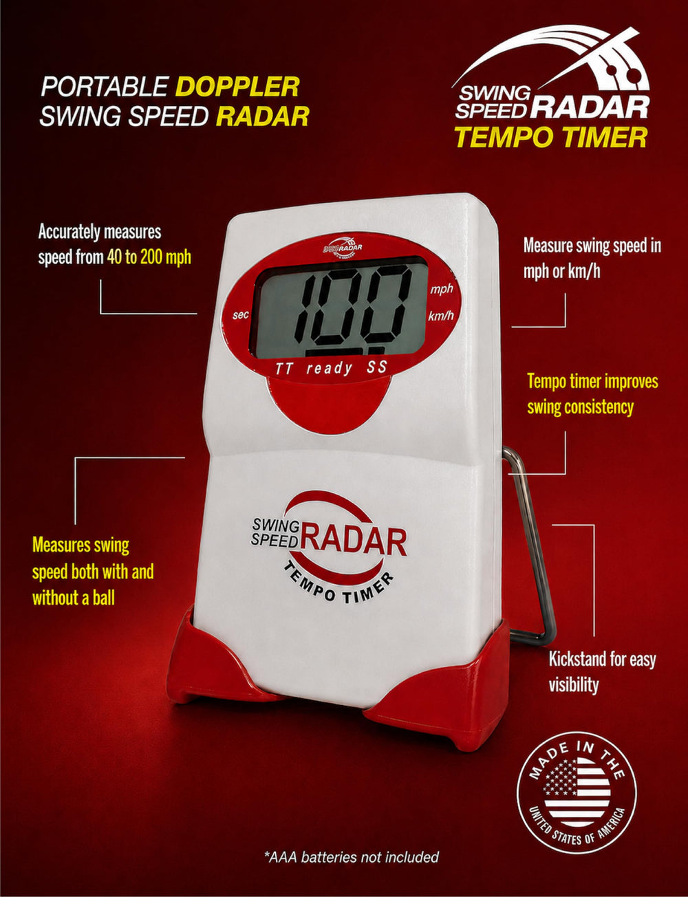 swing speed radar side profile highlighting handheld design and rugged build