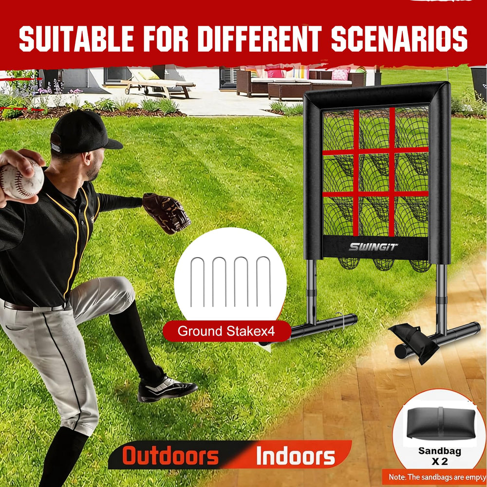 SwingIt in use with pitcher throwing solo for instant visual feedback and repetition