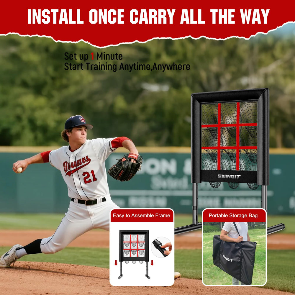 SwingIt staked into backyard showing stable setup for outdoor training sessions
