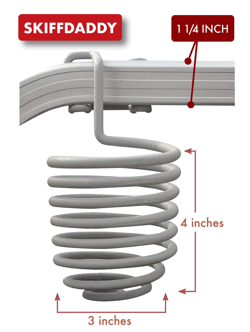 SwirlyGig SkiffDaddy closeup on 1.25-inch square rail demonstrating secure friction fit
