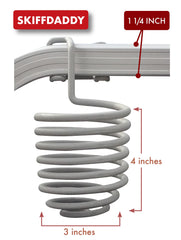 SwirlyGig SkiffDaddy closeup on 1.25-inch square rail demonstrating secure friction fit