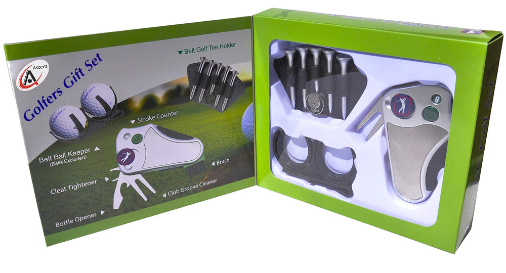 Swiss Ascent tee holder loaded with tees for quick one-handed access on the course