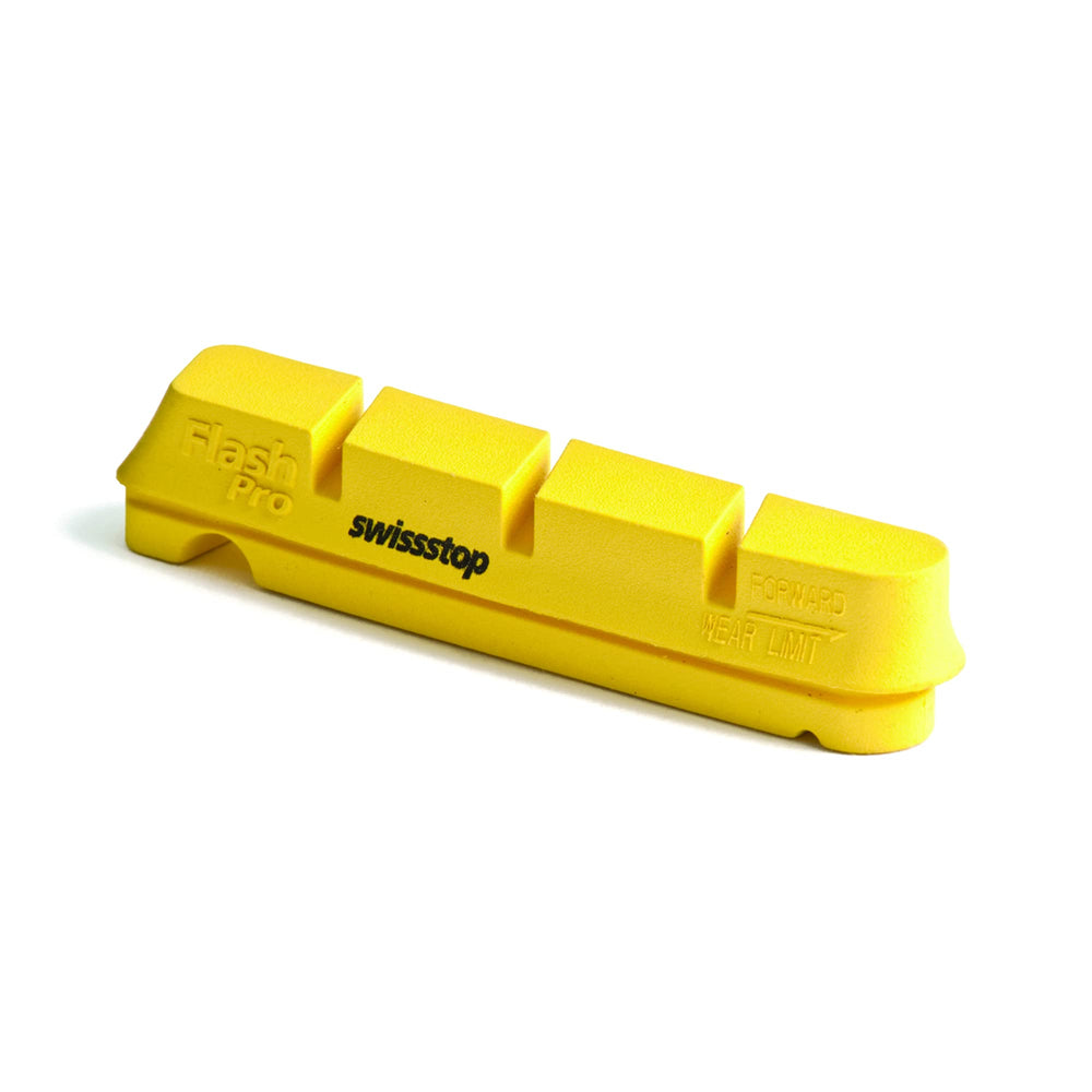 SwissStop Flash Pro Yellow King front packaging showing pads and benefits for carbon rims