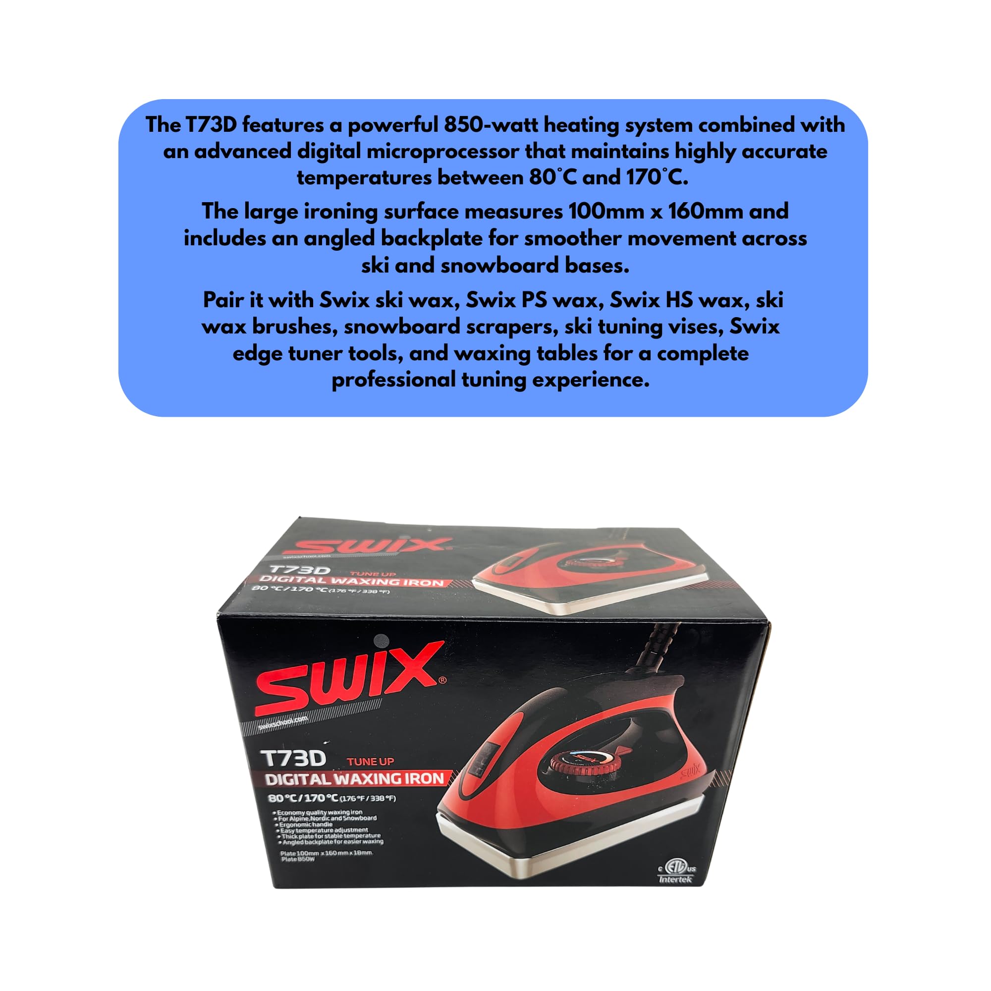 Swix iron in use on skis demonstrating efficient wax application and time savings