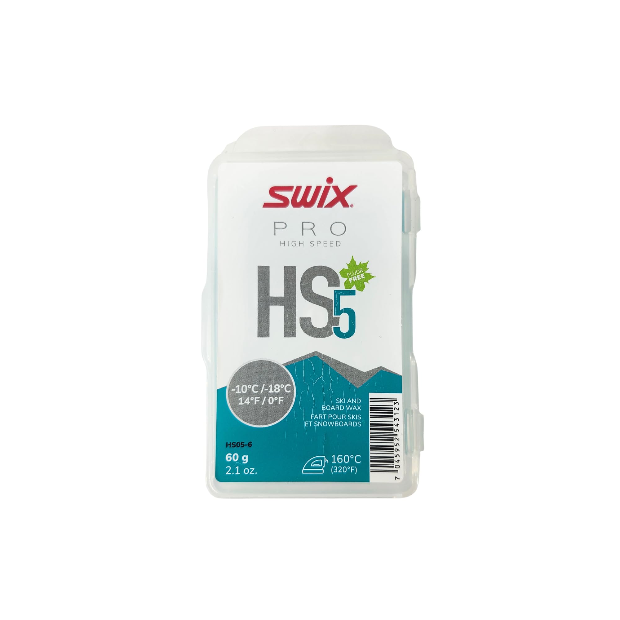 Swix HS5 front packaging showing turquoise bar and cold-range marking for quick identification and correct use