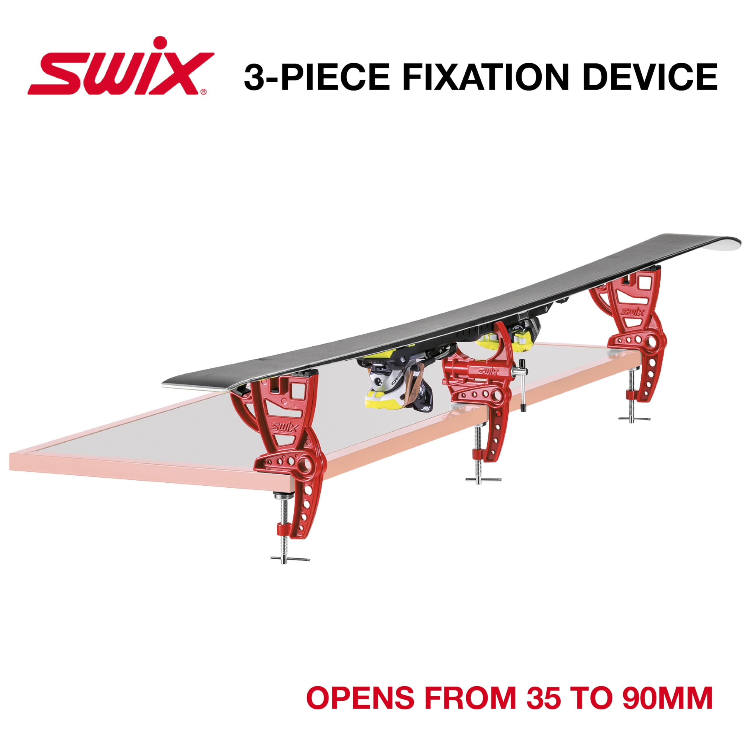 Swix close-up of table clamp showing secure attachment and stability
