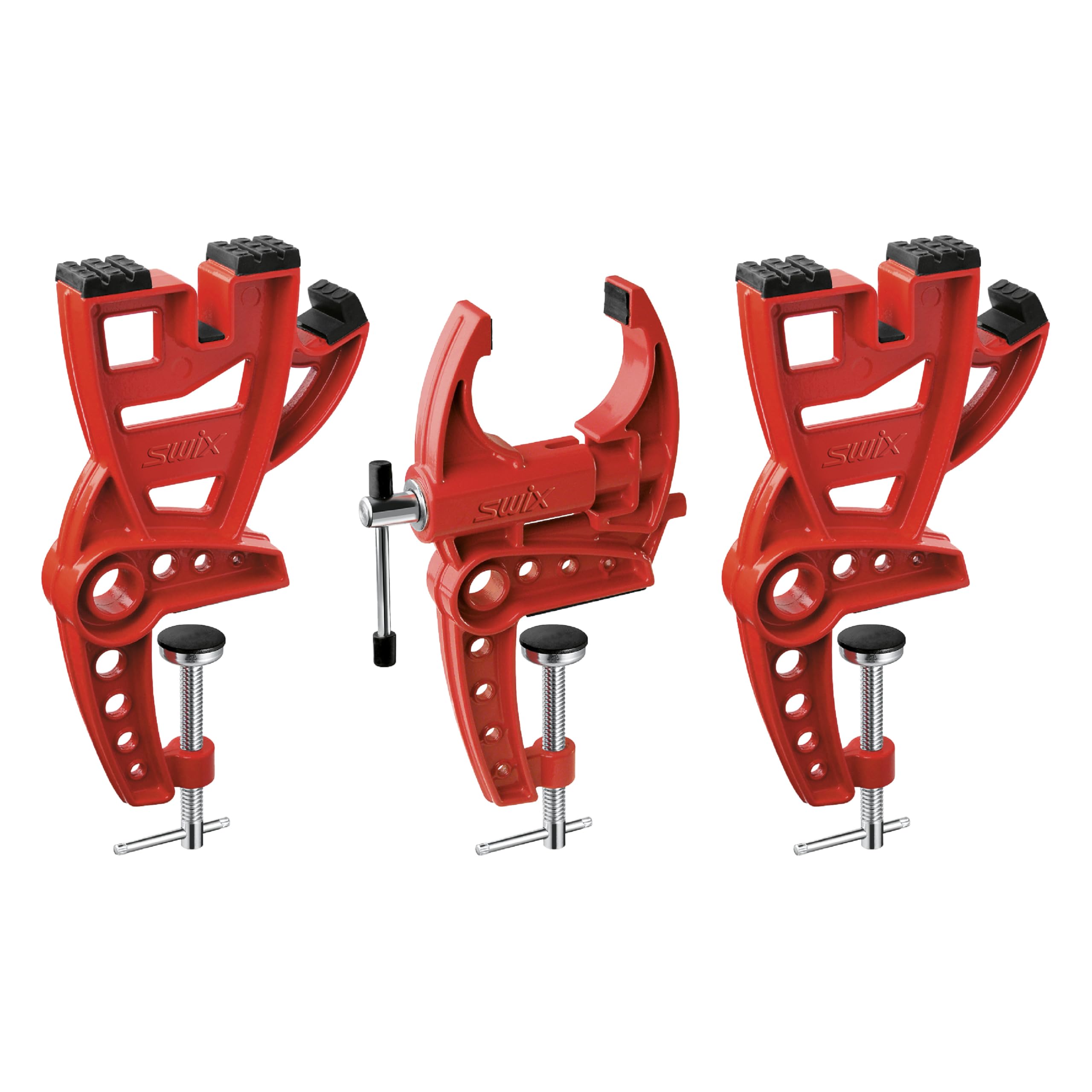 Swix front view of vise showing compact stable frame and setup benefit