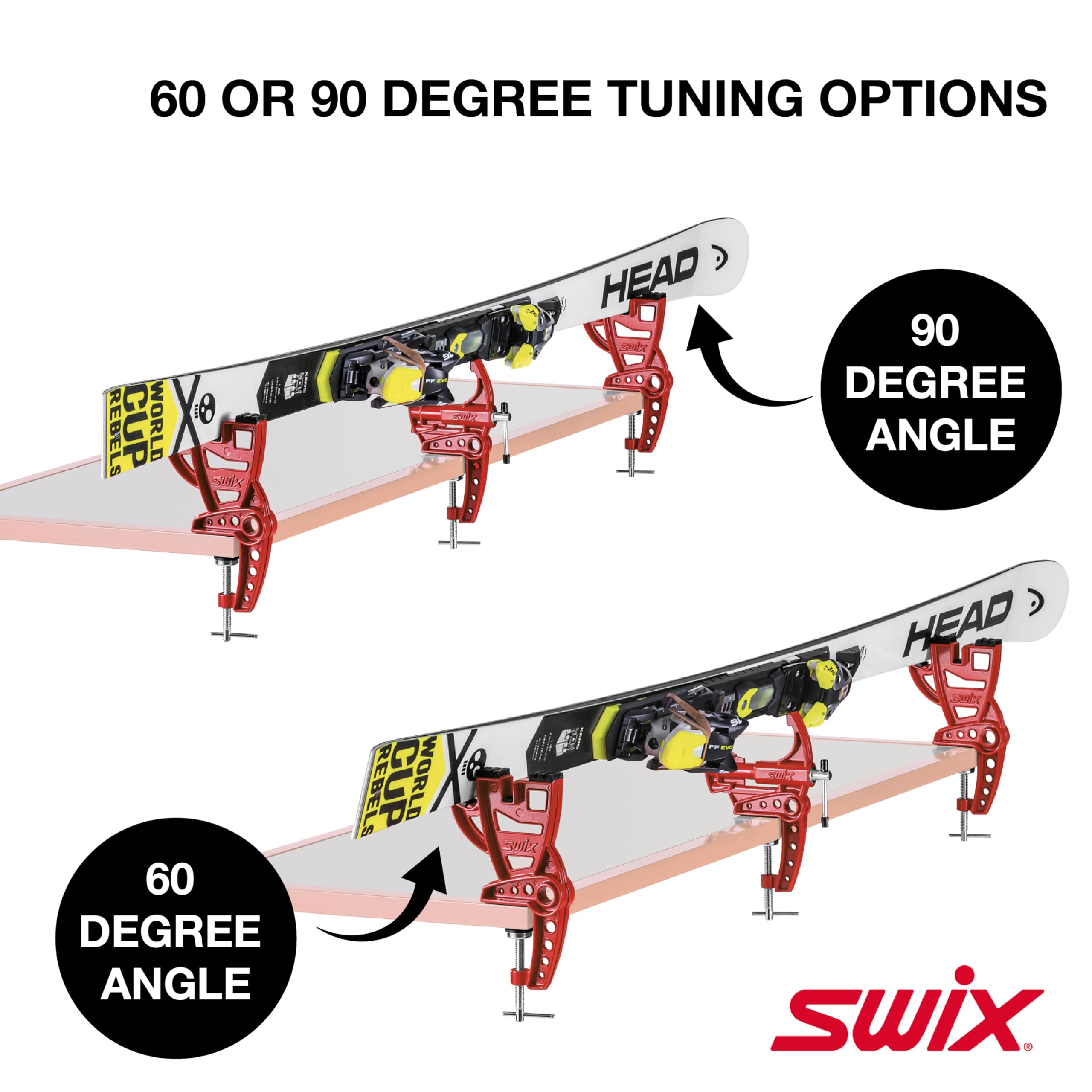 Swix vise mounted on work table offering steady tuning surface benefit