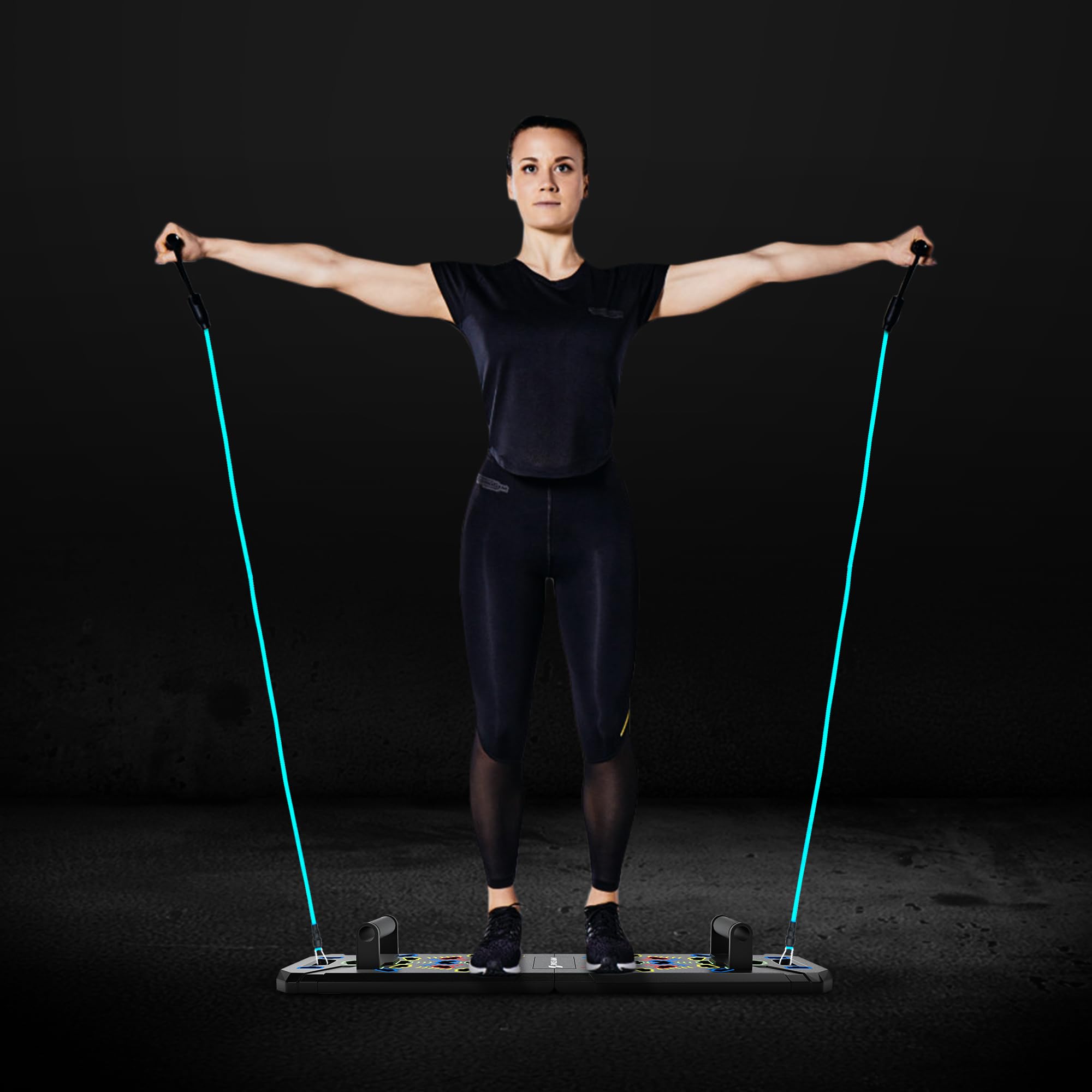 Swole Army board in use in a home living room showing portable workout convenience