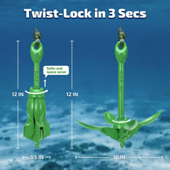 Swonder anchor deployed from kayak demonstrating secure hold and ease of use