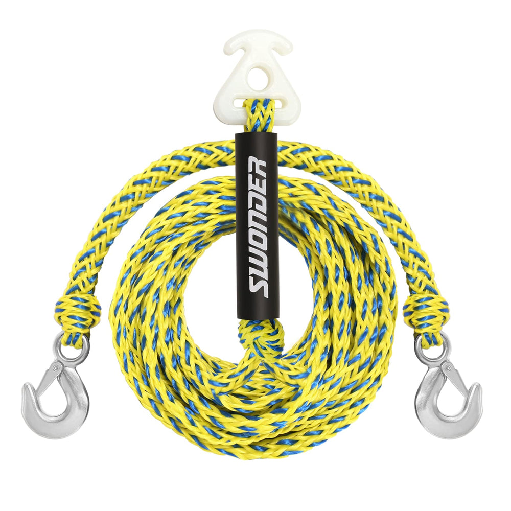 Swonder tow harness front view showing hooks and rope for easy mounting
