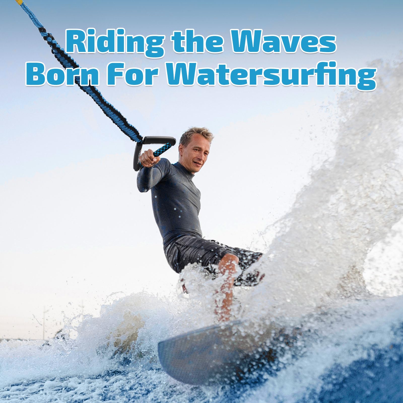 Swonder wakesurfer using rope near boat illustrating reliable control