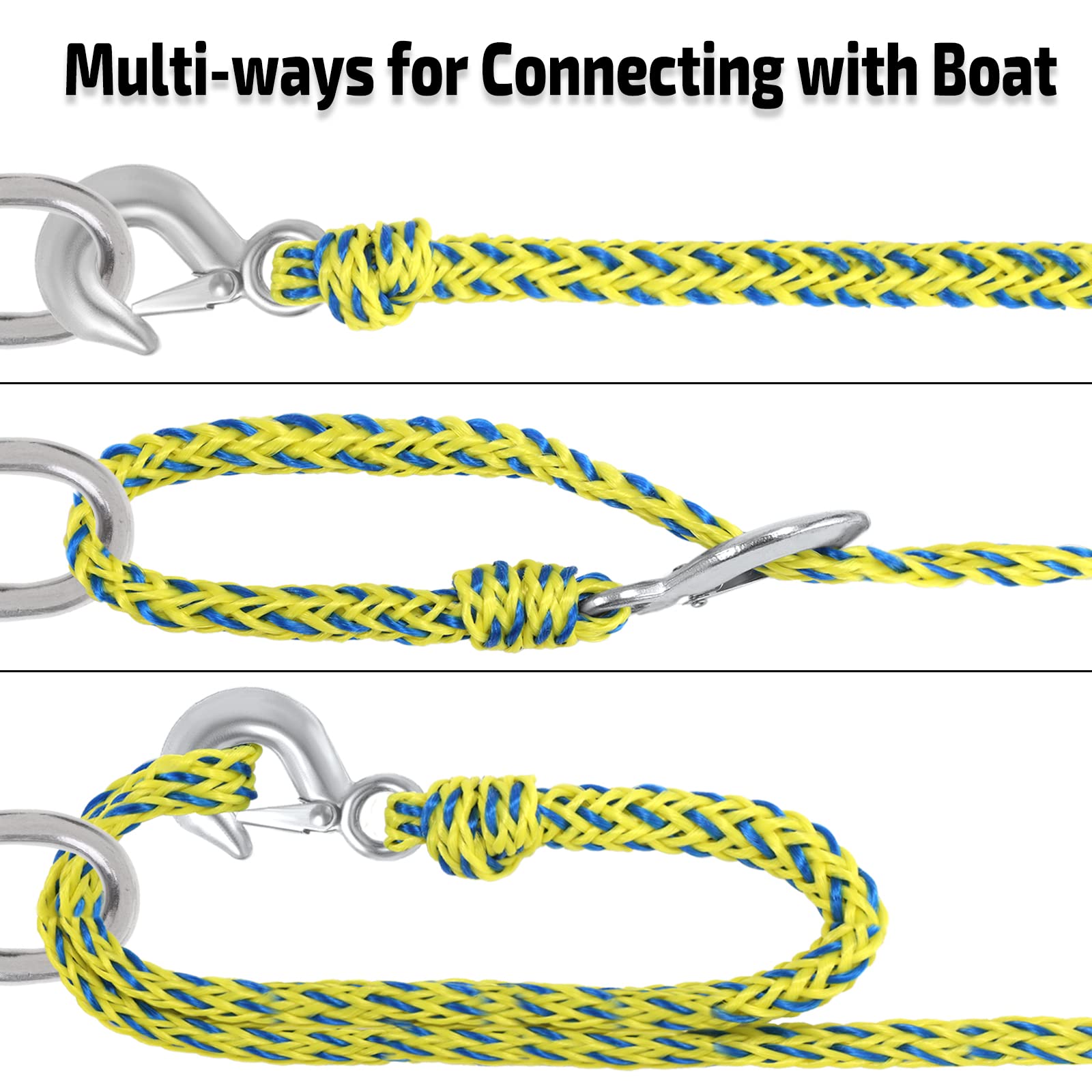 Swonder tow rope beside ruler to show 16ft length and scale for wide boats