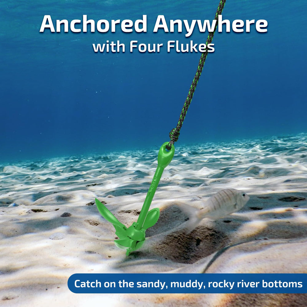 Swonder storage bag with anchor, rope, buoy and snap hook organized onboard