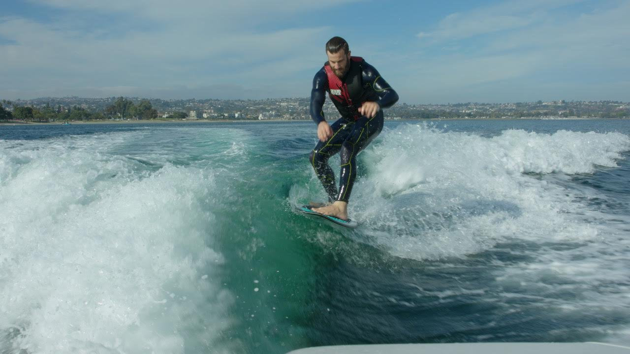 Sylvan Wave Maker in use behind boat showing cleaner, surfable wake benefit