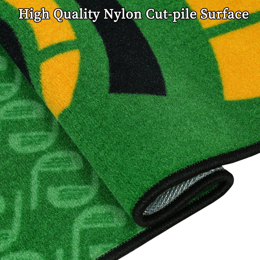 Symbiontia mat with golf ball and putter showing scale and realistic practice feel
