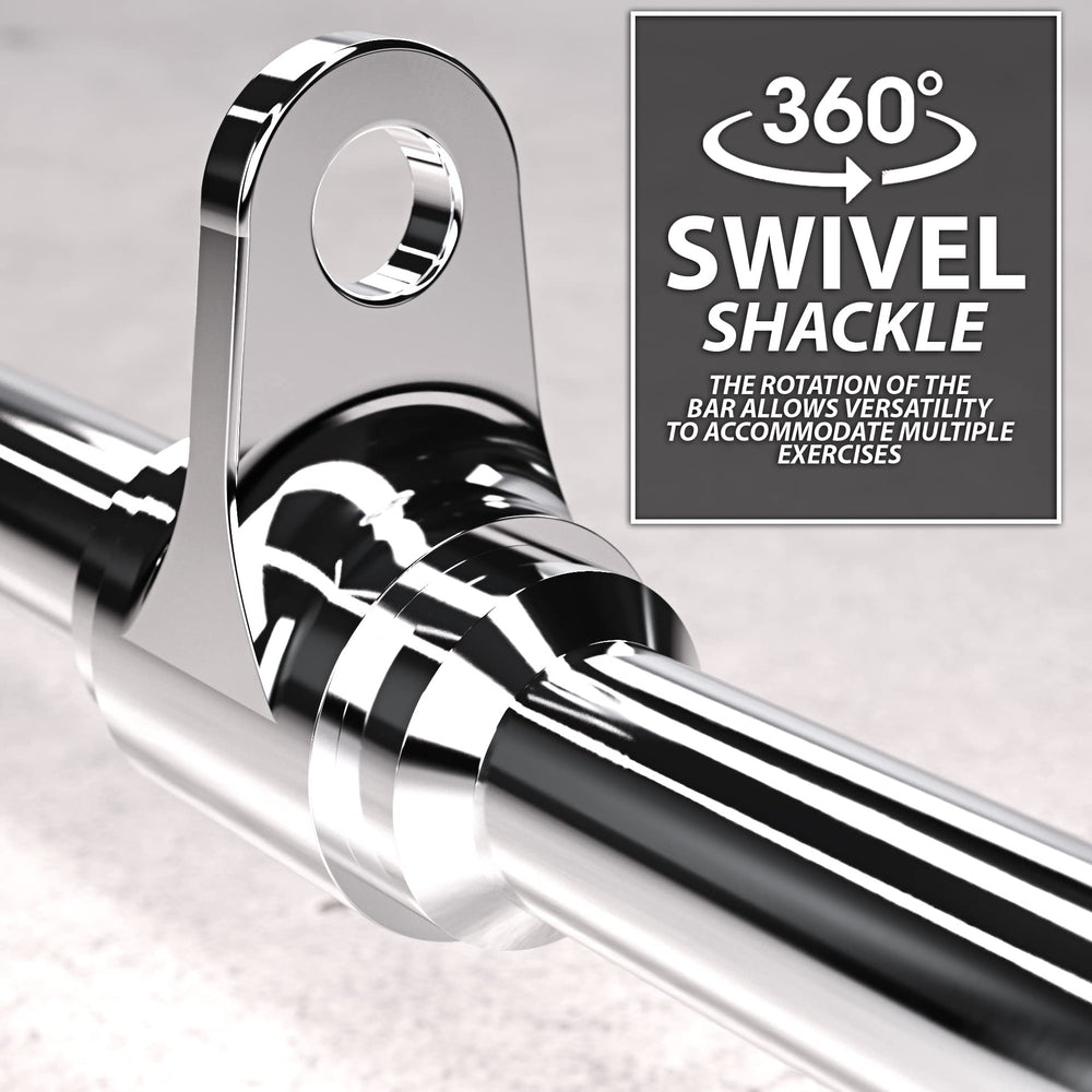 Synergee lat bar rotating bracket demonstrating smooth swivel and cable alignment benefit