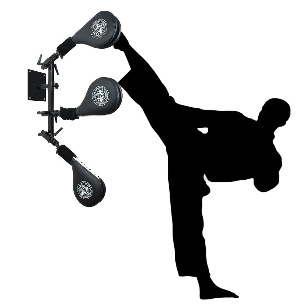 SYNTECSO front view of wall mounted kick pads showing stable training benefit