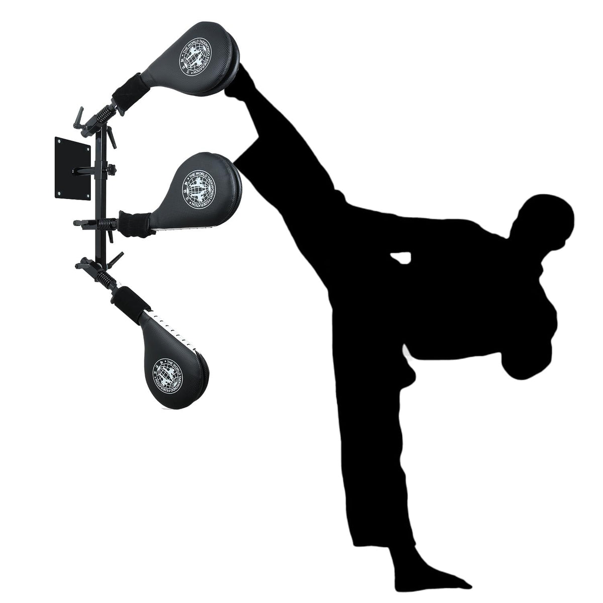 SYNTECSO front view of wall mounted kick pads showing stable training benefit