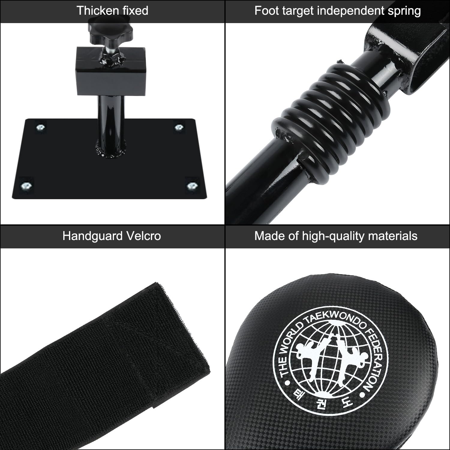 SYNTECSO kick pads in a dojo training scene illustrating hands free practice convenience