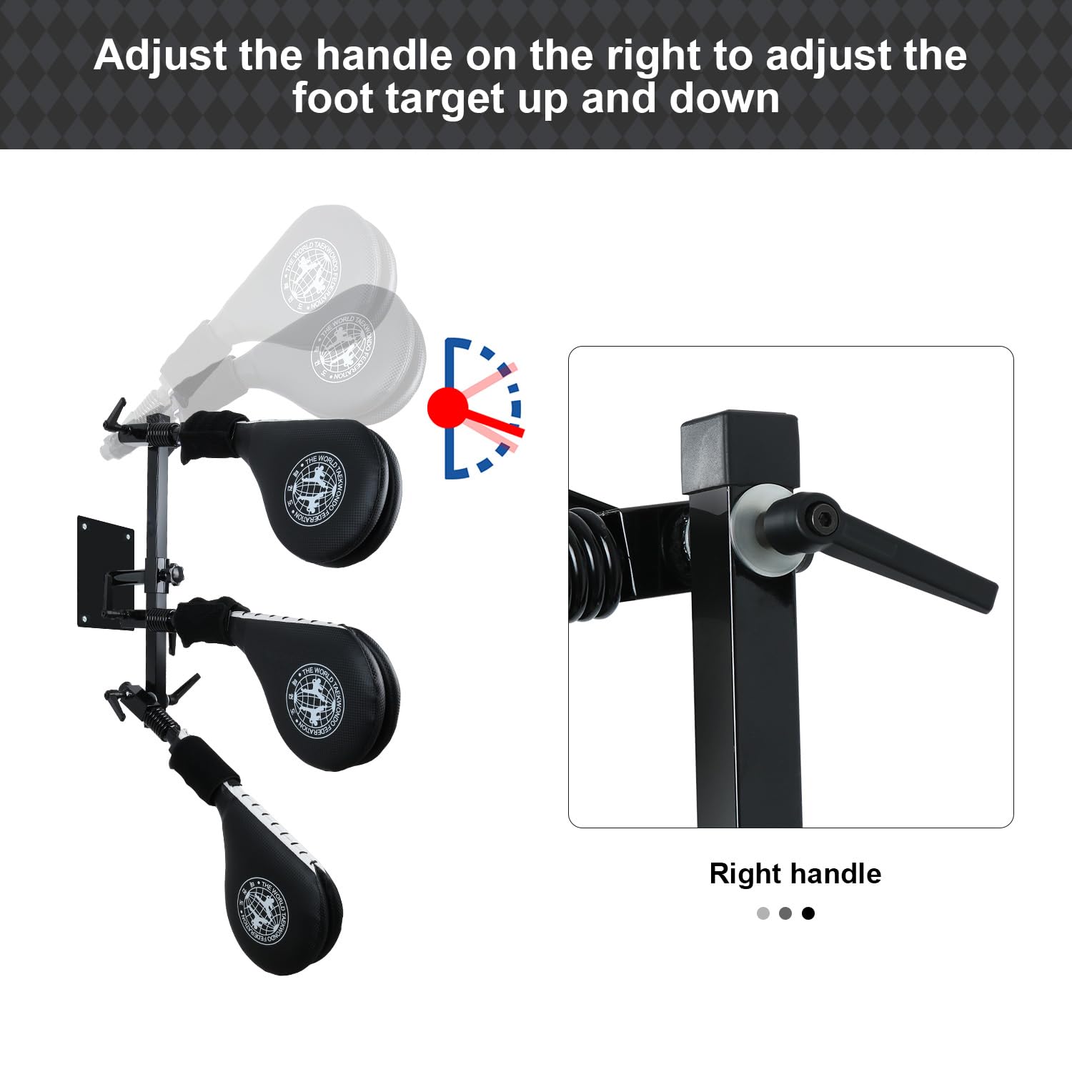 SYNTECSO three pads at different heights demonstrating adjustable training setups
