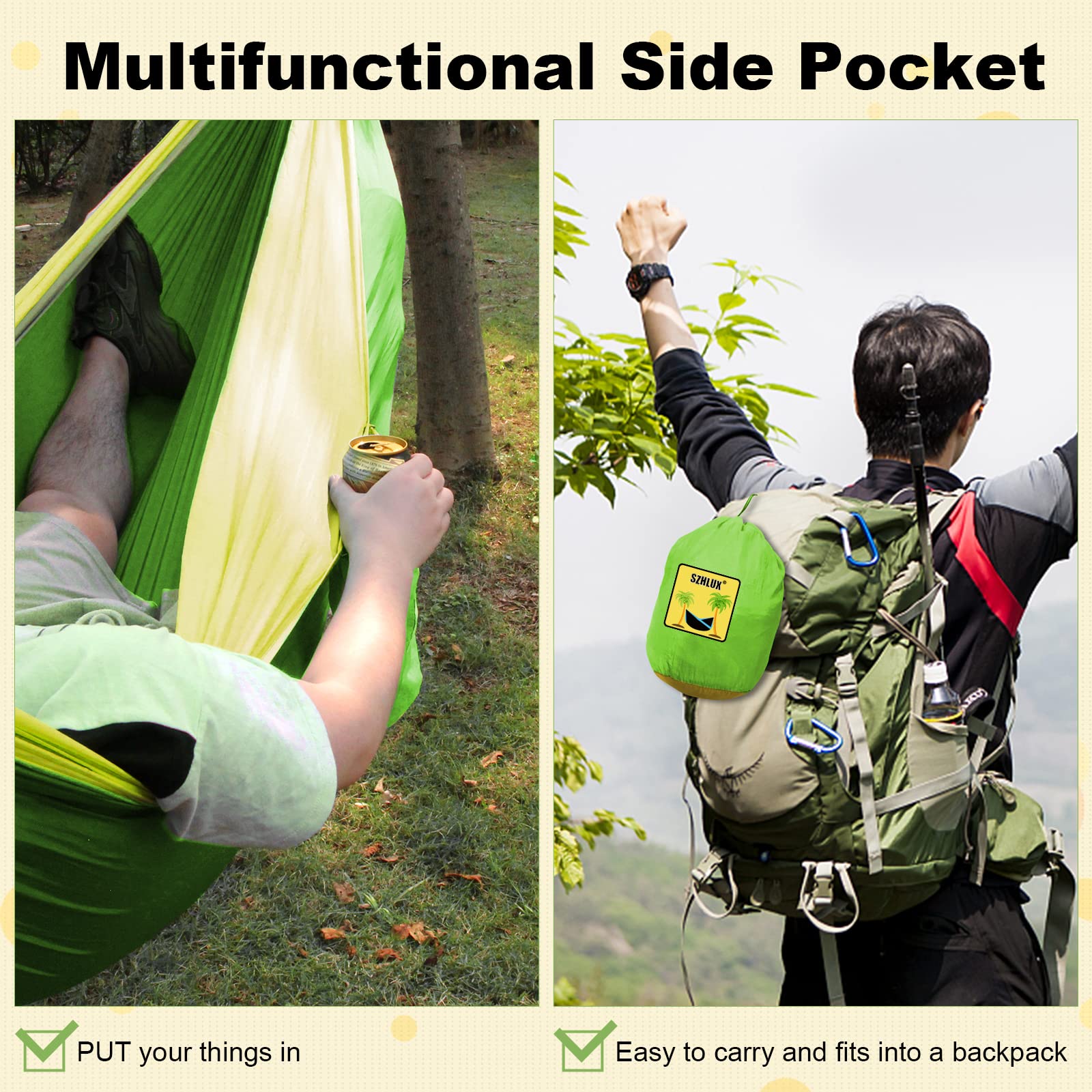 SZHLUX size comparison with backpack illustrating compact portability