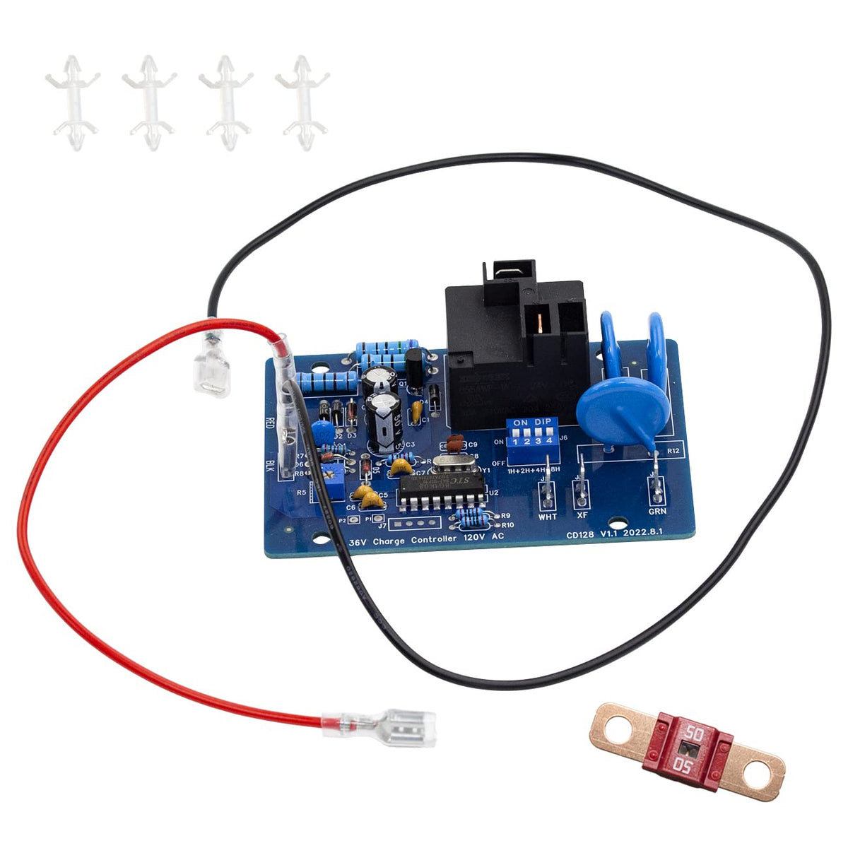 SZHY-LINK front view of replacement charger board showing connectors and fit