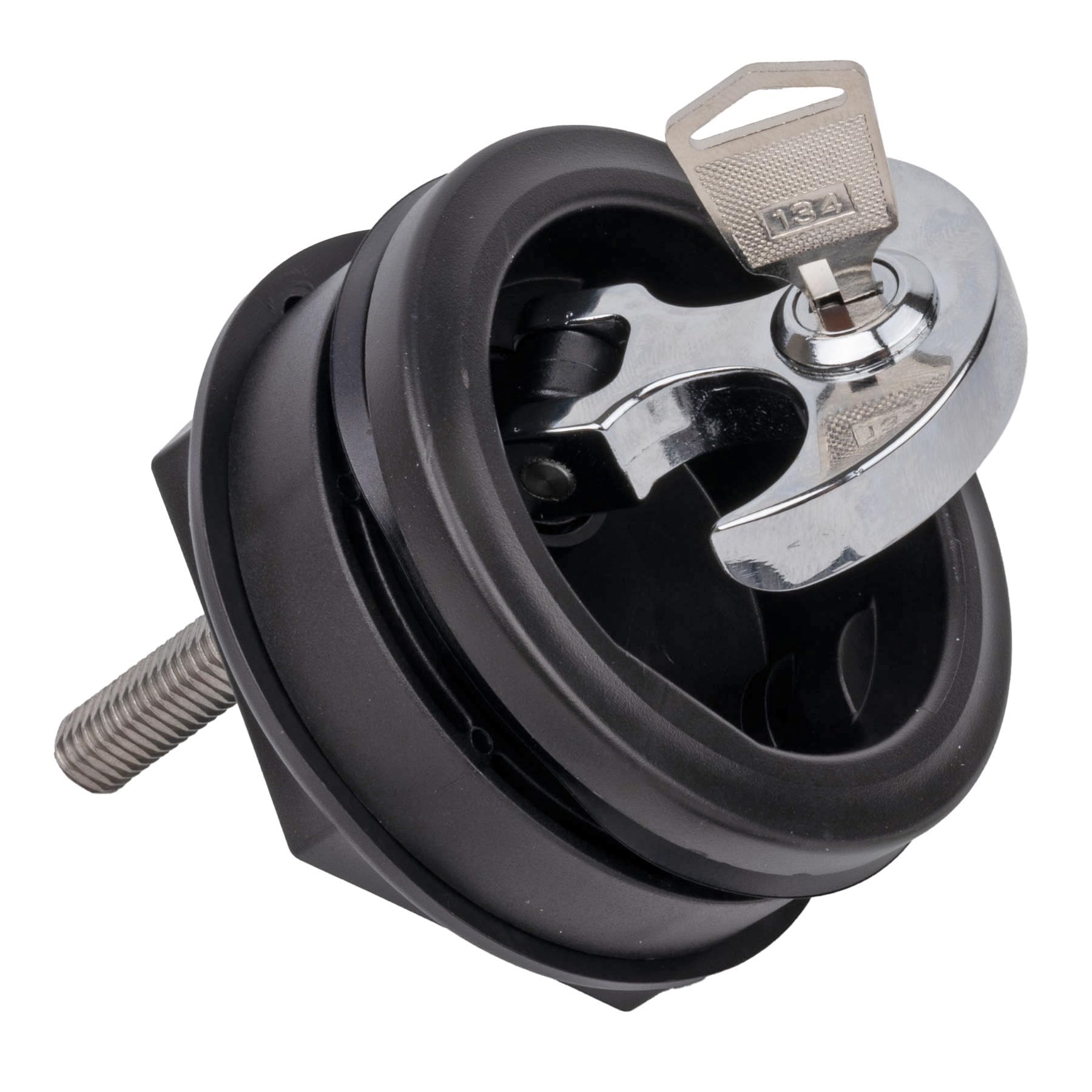 T-H Marine anchor handle lock front view showing black finish and ergonomic grip, durable and reliable
