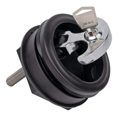 T-H Marine anchor handle lock front view showing black finish and ergonomic grip, durable and reliable