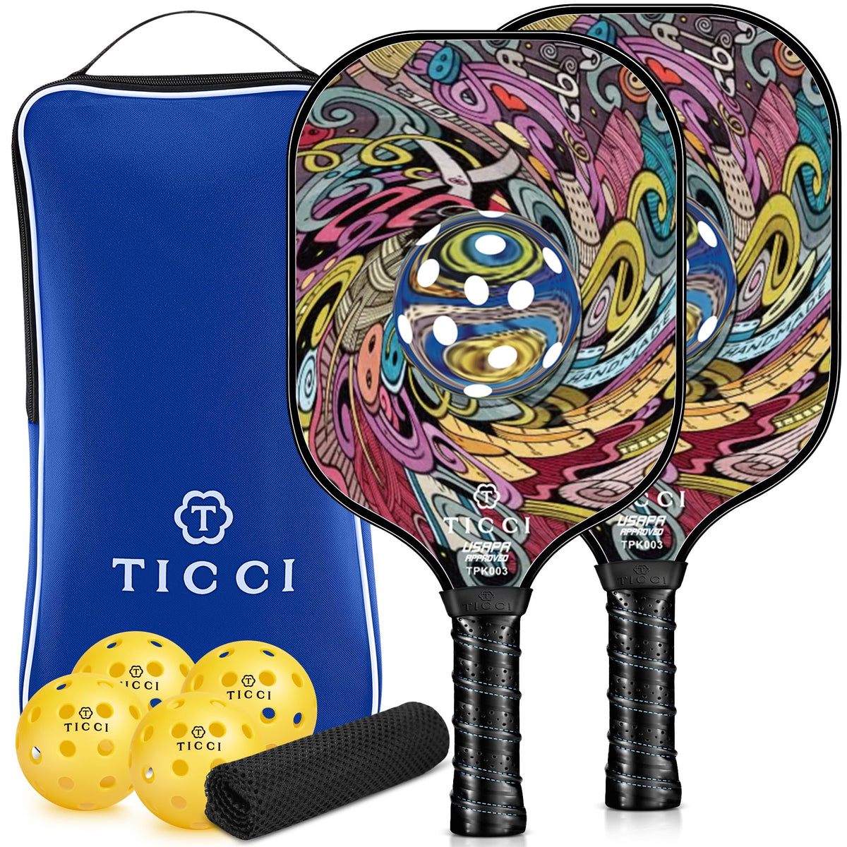 T TICCI paddle front view showing fiberglass face and improved control
