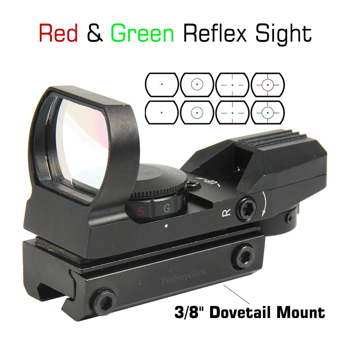 TACFUN close-up of reticle selector demonstrating four reticle options