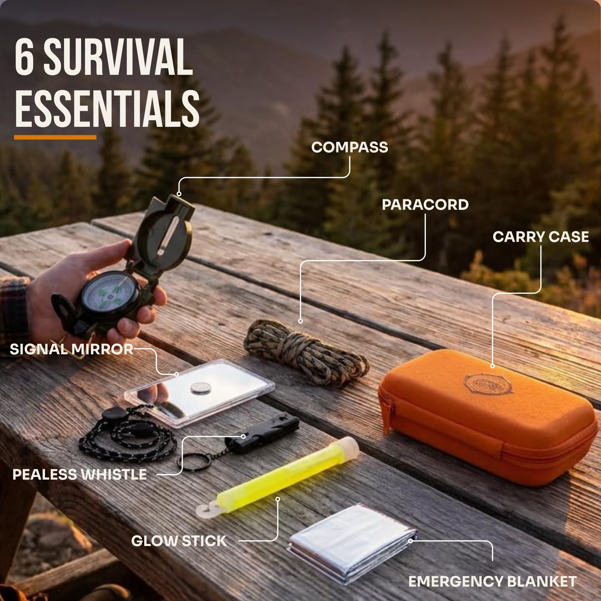 Tactiko Survival open kit layout displaying all six tools for quick access and organization