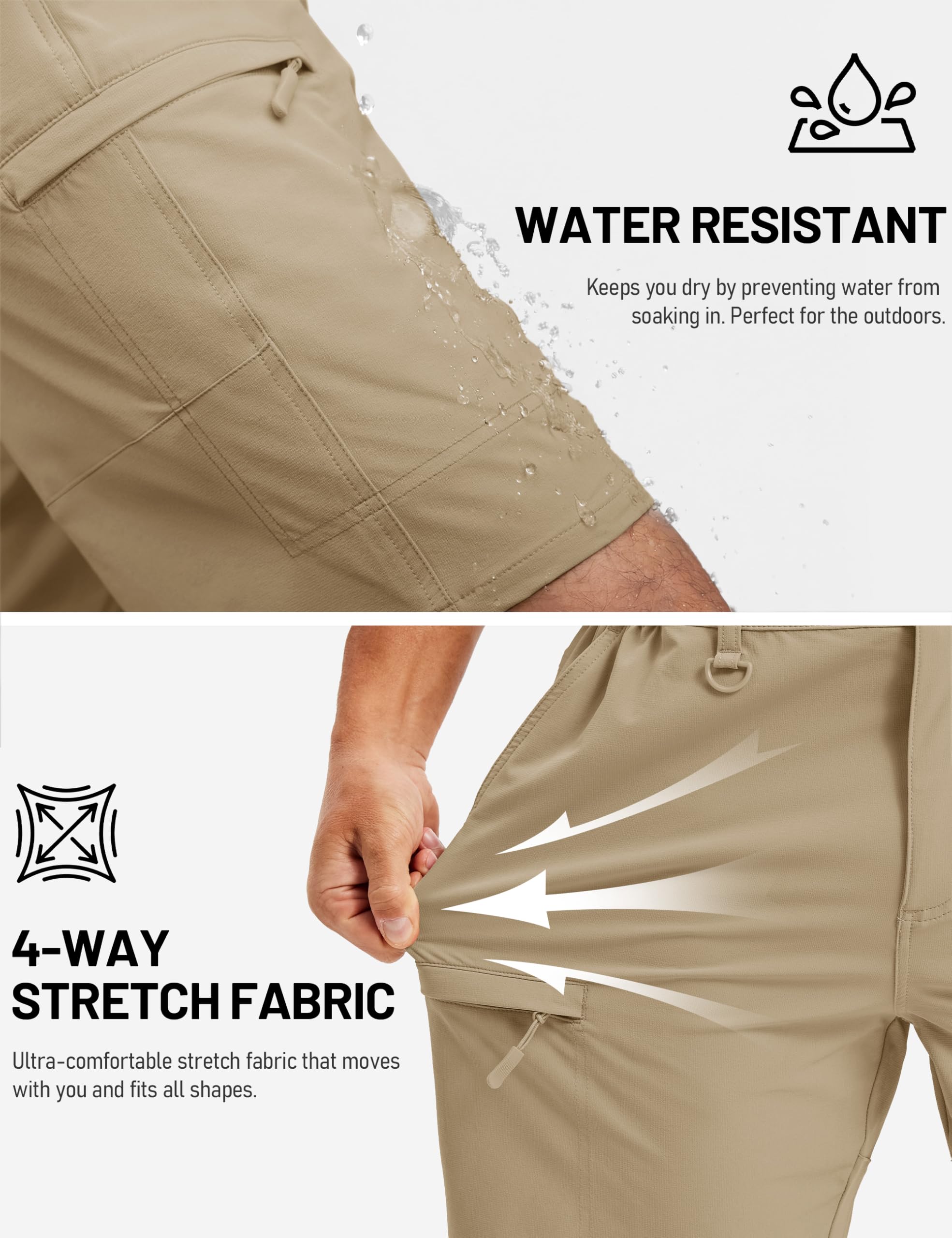 TACVASEN D-ring and waistband detail for attaching keys or sunglasses