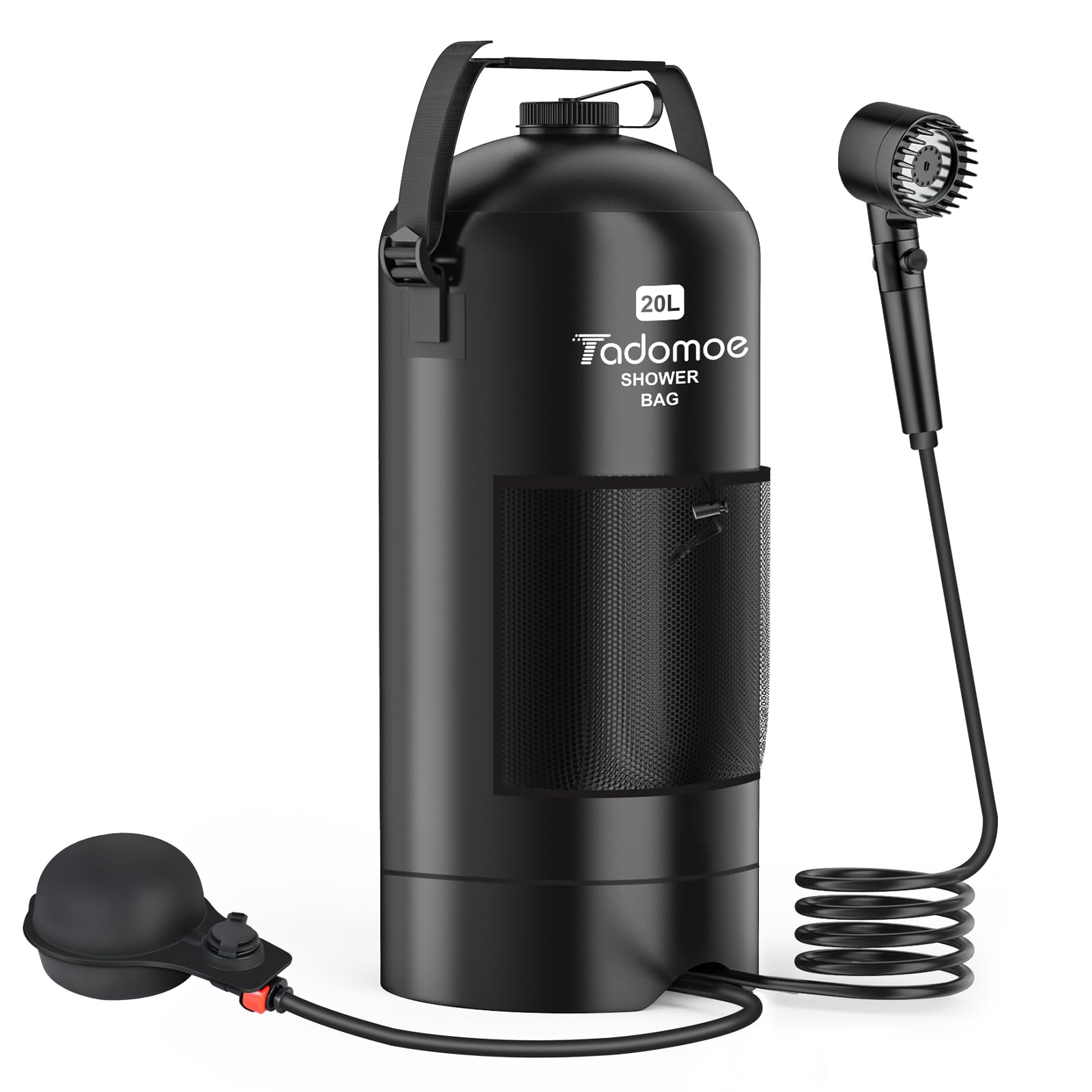 Tadomoe front view filled bag showing solar-heated water benefit