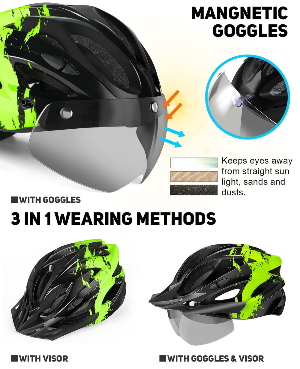 tadpole closeup magnetic goggles attached, fast on-off convenience and eye protection