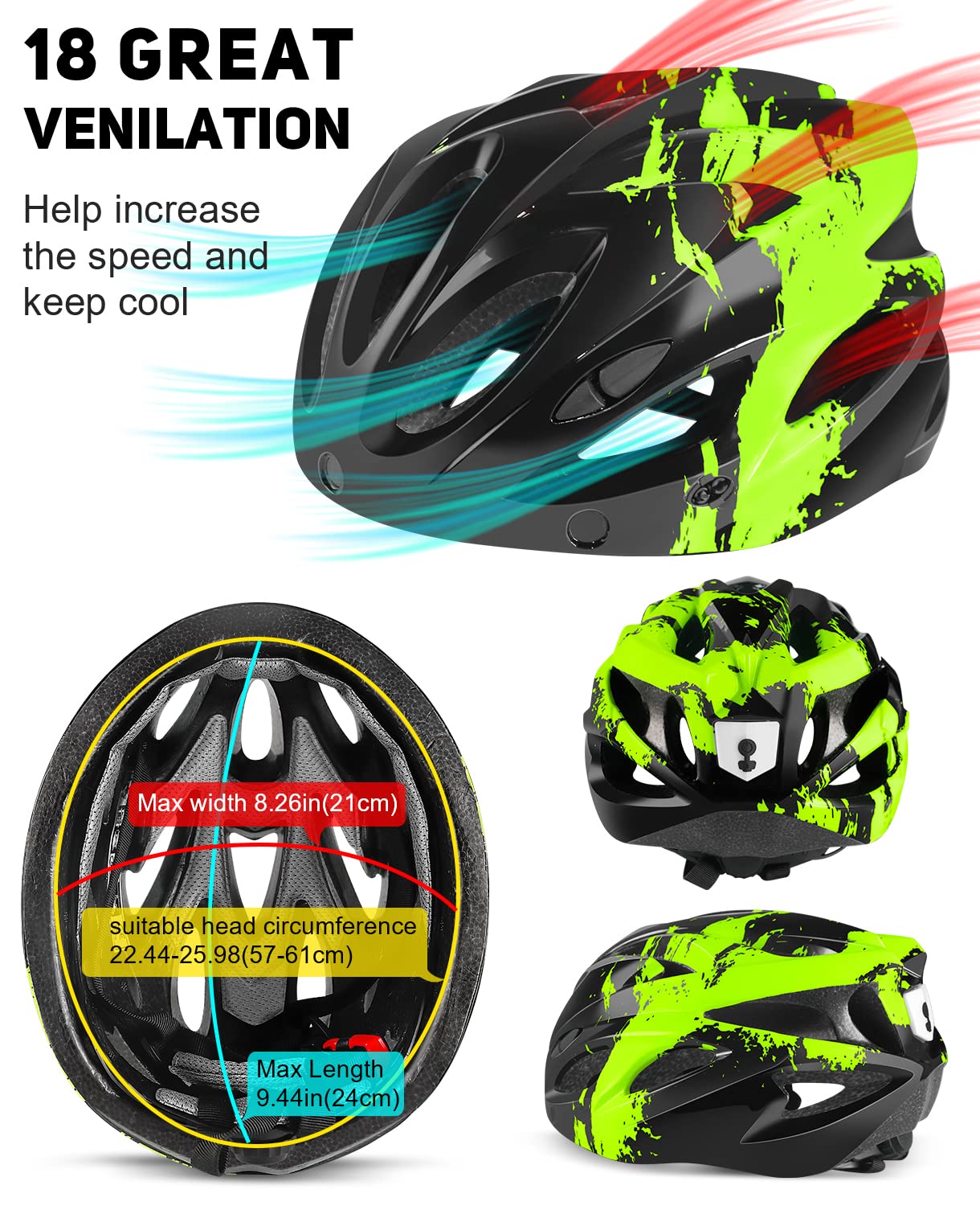 tadpole ventilation top view, airflow channels keep head cool during rides