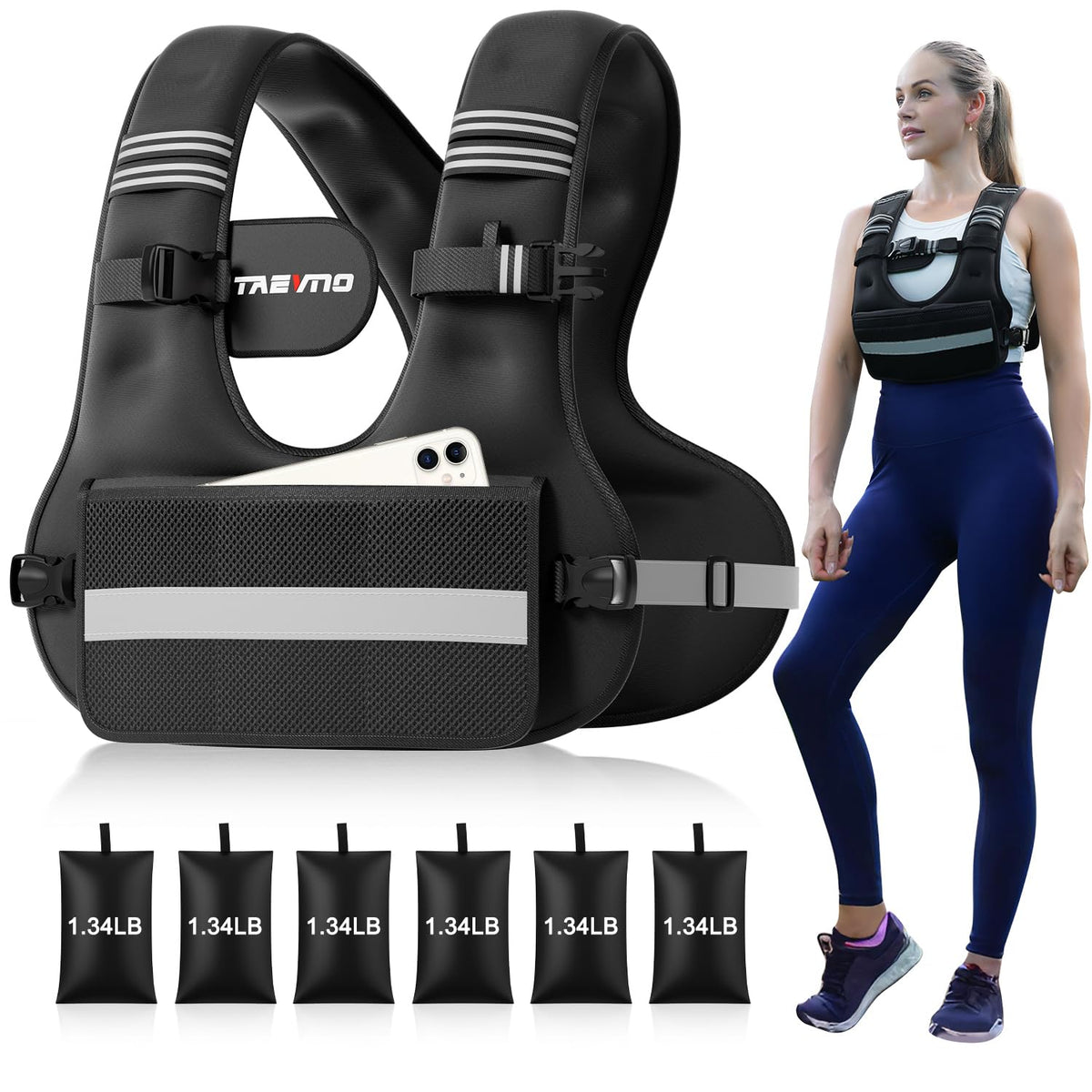 Taevno vest front view showing snug fit and streamlined profile for stable workouts