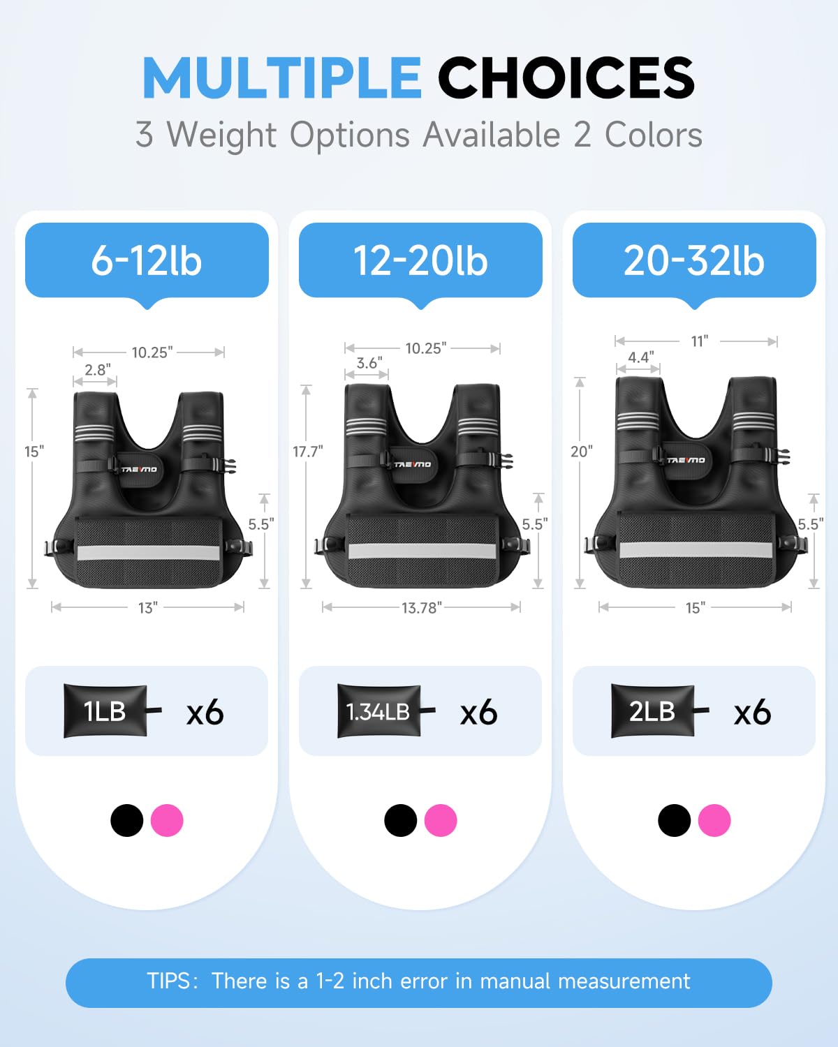 Taevno next to ruler illustrating vest size and adjustable weight scale for reference